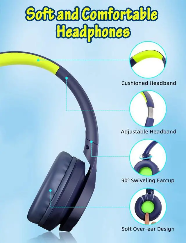 Alt view image 5 of 7 - Kids Headphones with Cord , Wired Over Ear Headsets with Microphone Limited Volume 85dB/ 94dB, Portable Wired Headphones for Kids Boys Girls Teens Children Online School/Travel/iPad/Tablet/Cellphone