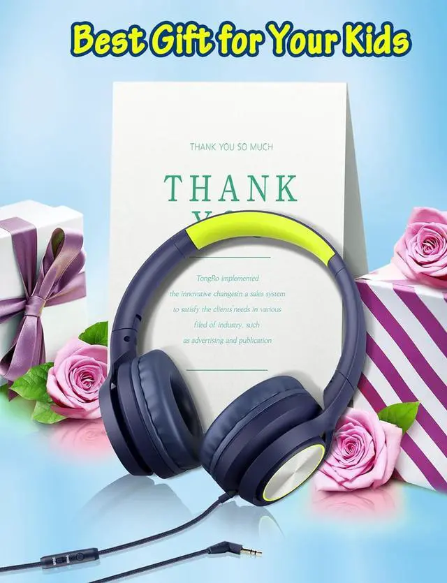 Alt view image 7 of 7 - Kids Headphones with Cord , Wired Over Ear Headsets with Microphone Limited Volume 85dB/ 94dB, Portable Wired Headphones for Kids Boys Girls Teens Children Online School/Travel/iPad/Tablet/Cellphone