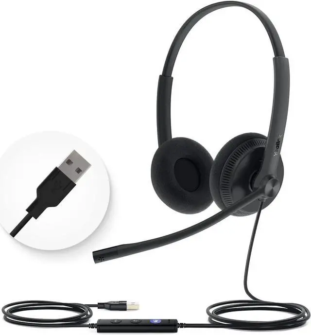 Main image of Yealink UH34 USB Headset with Mic,Stereo Wired Headphones with Noise Cancelling Microphone,Professional Work Headset VoIP Phone PC Computer Call Center Office(Ultra Light)