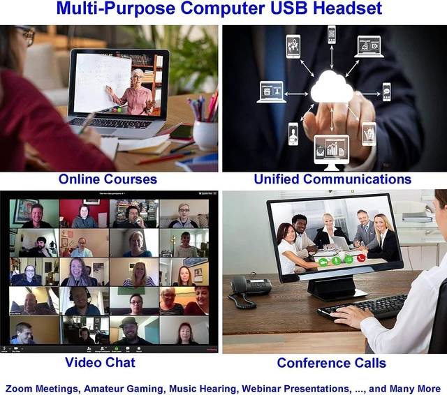 Alt view image 5 of 6 - USB Headset with Noise-Cancelling Microphone & Volume Controls Computer PC Headphone with Voice Recognition Mic for Dragon, Teams, Zoom, Skype, Softphones, Conference Calls & Online Education