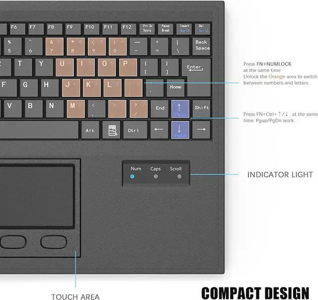 Alt view image 3 of 6 - E-SDS Wired Machine Keyboard with Touchpad Portable Compact - PS/2 Interface
