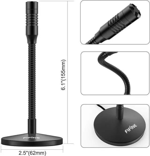 Alt view image 6 of 7 - Mini Gooseneck USB Microphone for Dictation and Recording,Desktop Microphone for Computer Laptop PC.Plug and Play Great for Skype,YouTube,Gaming, Streaming,Voiceover,Discord and Tutorials-K050