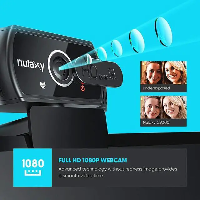 Alt view image 2 of 7 - Nulaxy USB Webcam with Microphone, HD 1080p Webcam with Privacy Cover for Laptop PC Desktop, HD Light Correction, Web Camera for Video Calling, Online Classes, Skype, Zoom, FaceTime, Smart TV