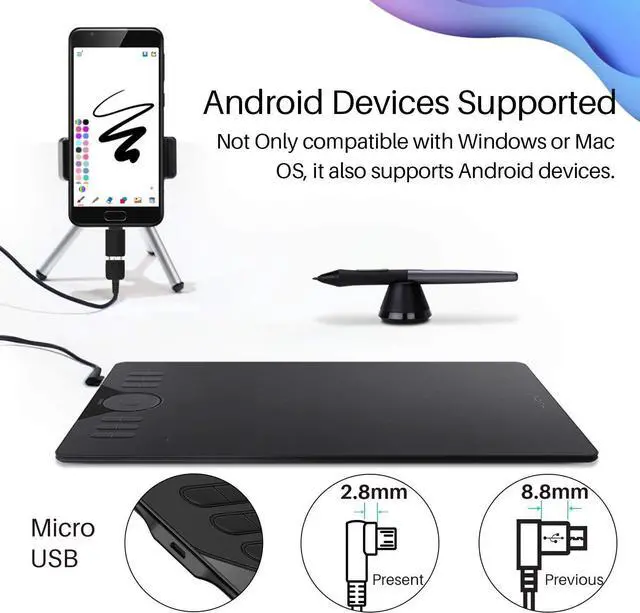 Alt view image 2 of 7 - HUION Drawing Tablet HS610 Graphic Tablet with Battery-Free Stylus 8192 Pen Pressure Tilt Function, 10x6.25 Inches Digital Tablet for Animation & Design, Compatible with Windows/Mac/Android