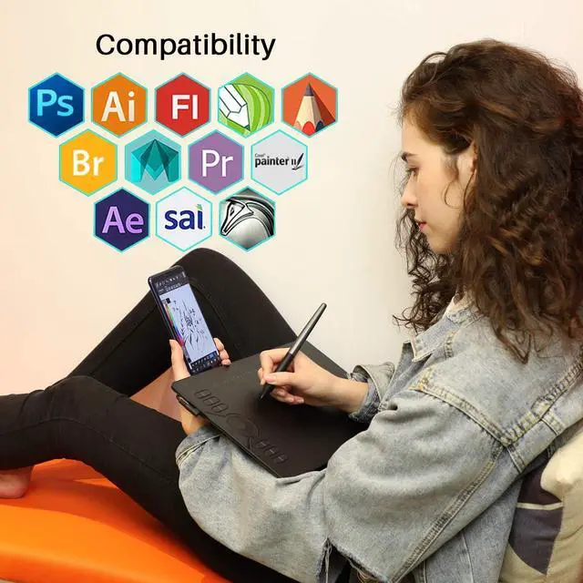 Alt view image 6 of 7 - HUION Drawing Tablet HS610 Graphic Tablet with Battery-Free Stylus 8192 Pen Pressure Tilt Function, 10x6.25 Inches Digital Tablet for Animation & Design, Compatible with Windows/Mac/Android