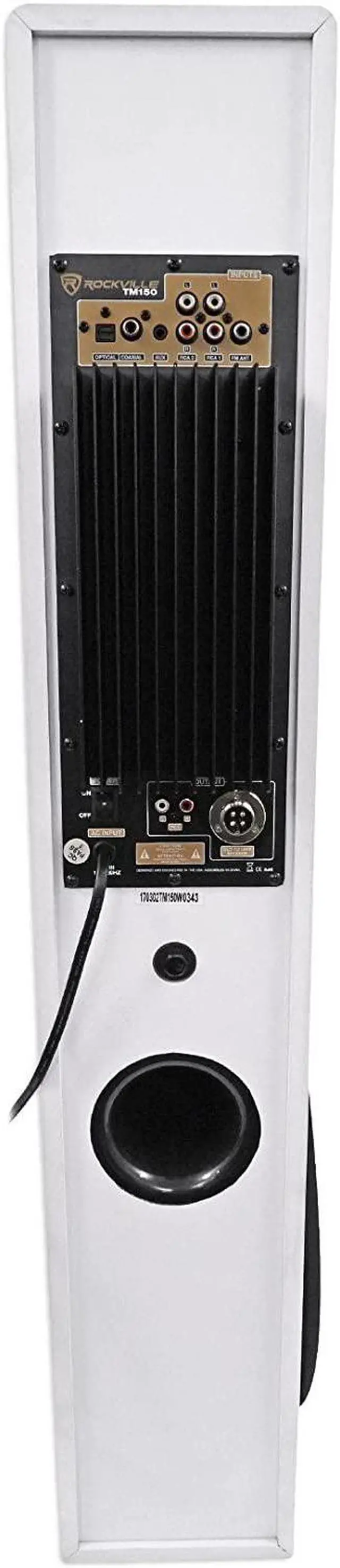 Alt view image 4 of 7 - Rockville TM150W Powered Home Theater Tower Speaker System, White, 1000W, 10" Subwoofers, Bluetooth, USB/SD Playback, FM Radio, Remote Control, Karaoke Ready, Perfect for Home Entertainment