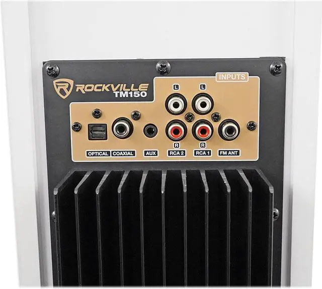 Alt view image 6 of 7 - Rockville TM150W Powered Home Theater Tower Speaker System, White, 1000W, 10" Subwoofers, Bluetooth, USB/SD Playback, FM Radio, Remote Control, Karaoke Ready, Perfect for Home Entertainment