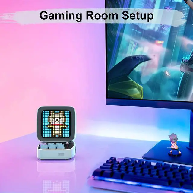 Alt view image 2 of 6 - Divoom Ditoo Pixel Art Gaming Portable Bluetooth Speaker with App Controlled 16X16 LED Front Panel, Also a Smart Alarm (White)