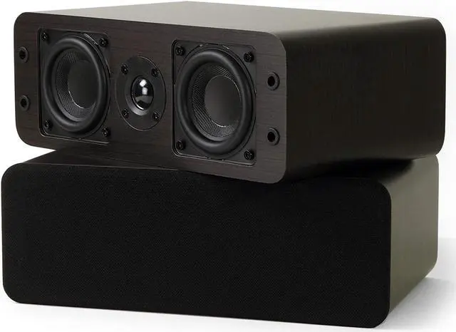 Alt view image 3 of 5 - Micca OoO Passive Slim Bookshelf Speakers with 3-Inch Woofers and Silk Tweeter, Thin Design Under 4" Wide, for Desktop Stereo or Home Theater Surround Sound, Wall Mountable, Pair, Dark Walnut