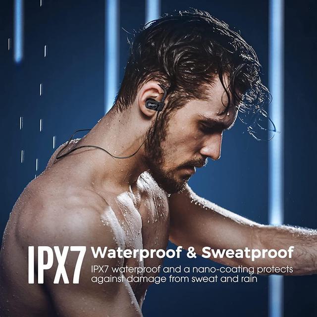 Alt view image 5 of 7 - Bluetooth Headphones, Deep Bass Wireless Running Headphones w/16 Hrs Playtime, Bluetooth Earbuds in-Ear w/Earhooks, IPX7 Waterproof Sports Earphones with Microphone for Calls