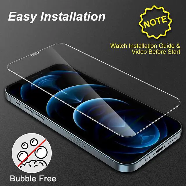 Alt view image 6 of 7 - [4Pack] 2 Pack Screen Protector Tempered Glass Compatible with iPhone 12 PRO 5G (6.1)+2 Pack Camera Lens Protector Tempered Glass for iPhone 12 PRO, HD Clear Anti-Scratch Bubble Free Case Friendly