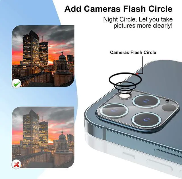 Alt view image 3 of 7 - [4Pack] 2 Pack Screen Protector Tempered Glass Compatible with iPhone 12 PRO 5G (6.1)+2 Pack Camera Lens Protector Tempered Glass for iPhone 12 PRO, HD Clear Anti-Scratch Bubble Free Case Friendly