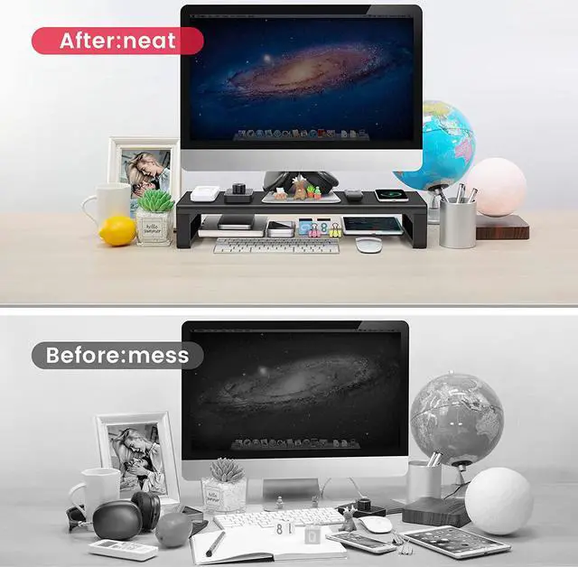 Alt view image 4 of 7 - Vaydeer USB 3.0 Monitor Stand, Metal Monitor Riser with Hub, Support Transfer Data, Keyboard and Mouse Storage Desk Organizer for Laptop,Computer,Notebook,MacBook(Monitor Size Up to 27 inches)