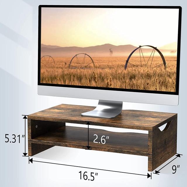 Alt view image 3 of 7 - Zimilar Monitor Stand Riser, 2 Tiers Laptop Computer Monitor Riser for PC Screen, iMac, Desktop Wooden Screen Monitor Stand Riser with Storage for Home Office