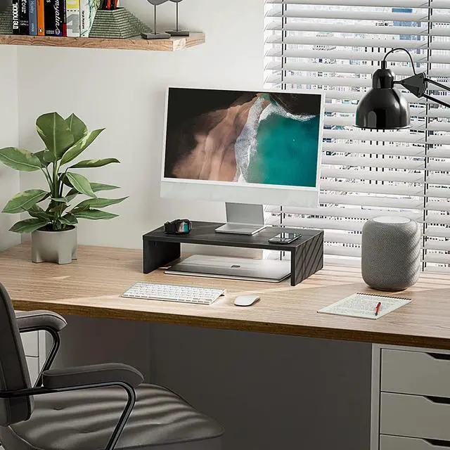Alt view image 7 of 7 - FITUEYES Computer Monitor Riser 16.7 inch Laptop Stand Save Space Desk Organizer with Keyboard Organizer Space Black DT104201WB