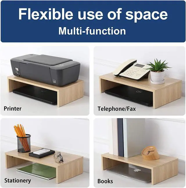Alt view image 5 of 7 - FITUEYES FITUEYES Computer Monitor Riser 16.7 inch Laptop Stand Save Space Desk Organizer with Keyboard Organizer Space, Oak DT104201WO