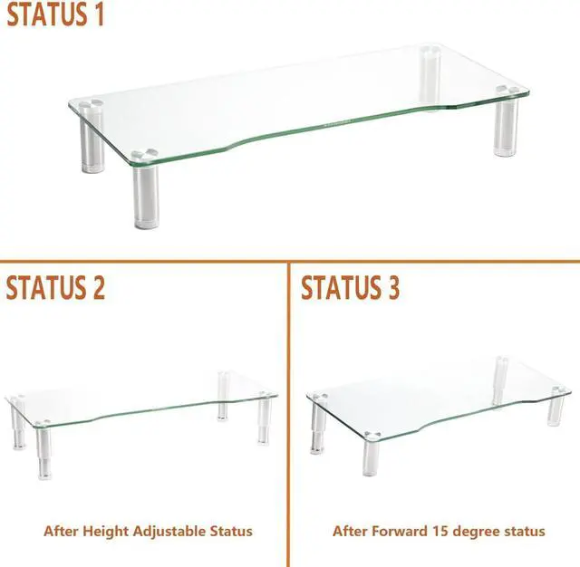 Alt view image 4 of 7 - Clear Computer Monitor Riser with Height Adjustable Multi Media Desktop Stand for Flat Screen LCD LED TV, Laptop/Notebook/Xbox One,HD01T-001