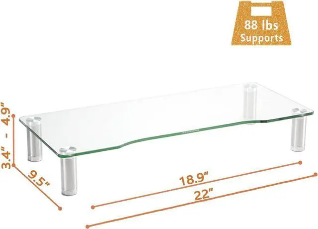Alt view image 6 of 7 - Clear Computer Monitor Riser with Height Adjustable Multi Media Desktop Stand for Flat Screen LCD LED TV, Laptop/Notebook/Xbox One,HD01T-001