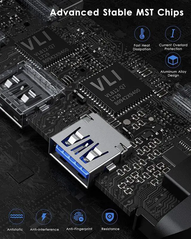 Alt view image 5 of 7 - USB C Hub Dual HDMI USB C to Dual Monitors Adapter to Dual 4K HDMI 3 USB PD Charging Port USB C Docking Station Dual Monitor for Dell XPS 13/15 Lenovo Yoga HP x360 /Elitebook etc