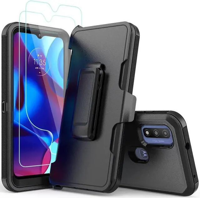 Alt view image 2 of 6 - Compatible with Motorola G Pure/Moto G Power 2022 Case, Heavy Duty Rugged Shockproof Full Body Protection Kickstand Case with Belt Clip Holster for Motorola G Pure 6.5 inch Phone (Black)
