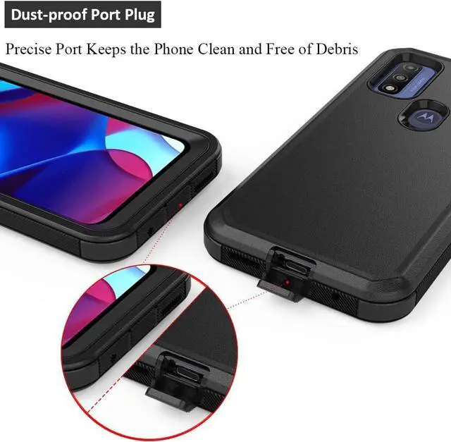 Alt view image 4 of 6 - Compatible with Motorola G Pure/Moto G Power 2022 Case, Heavy Duty Rugged Shockproof Full Body Protection Kickstand Case with Belt Clip Holster for Motorola G Pure 6.5 inch Phone (Black)