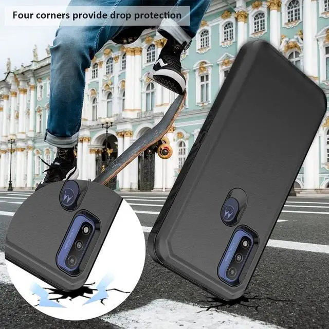 Alt view image 5 of 6 - Compatible with Motorola G Pure/Moto G Power 2022 Case, Heavy Duty Rugged Shockproof Full Body Protection Kickstand Case with Belt Clip Holster for Motorola G Pure 6.5 inch Phone (Black)