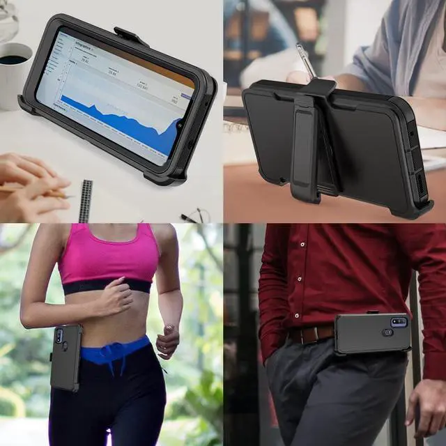 Alt view image 6 of 6 - Compatible with Motorola G Pure/Moto G Power 2022 Case, Heavy Duty Rugged Shockproof Full Body Protection Kickstand Case with Belt Clip Holster for Motorola G Pure 6.5 inch Phone (Black)