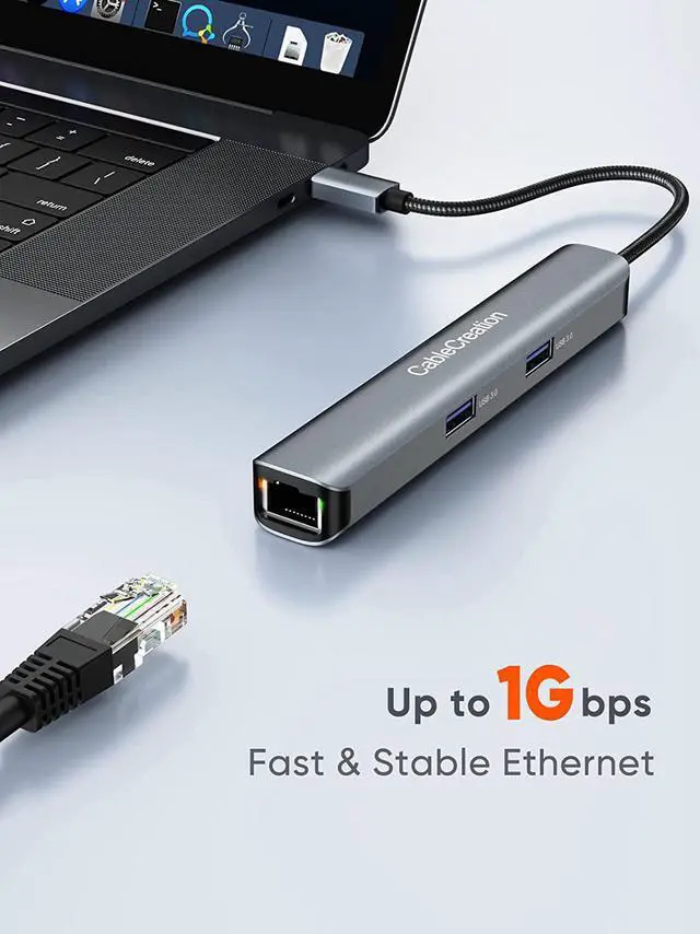 Alt view image 6 of 7 - CableCreation 6-in-1 USB-C Hub/Multiport Adapter with 4K 60HZ HDMI, USB C Data Port, 1Gbps Ethernet, 100W Power Delivery, 2 USB 3.0 Port, for MacBook Pro Air M1, iPad Pro Air 2022-2018, XPS