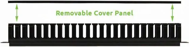 Alt view image 2 of 3 - NavePoint 1U Plastic Rack Mount Horizontal Cable Manager Duct Raceway for 19 Inch Server Rack