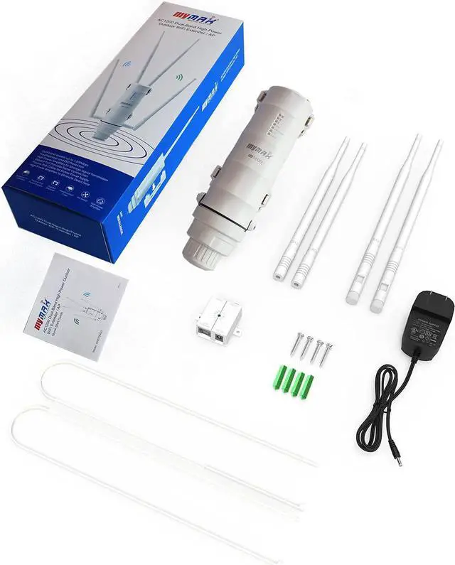 Alt view image 7 of 7 - AC1200 Weatherproof Outdoor WiFi Extender/PoE Access Point/Wireless Repeater, Dual-Band 2.4+5GHz 1200Mbps Outside AP/Exterior Signal Booster Internet Amplifier with 4-Antenna (WN572HG3)