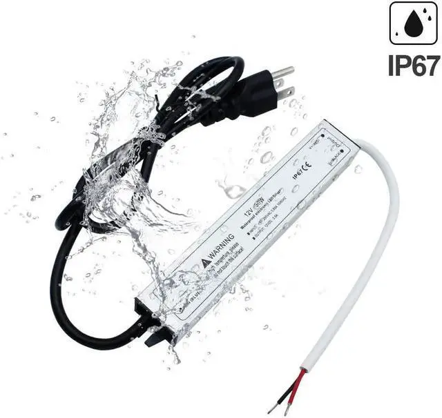 Alt view image 5 of 7 - inShareplus LED Power Supply, 30W IP67 Waterproof Outdoor Driver,AC 90-265V to DC 12V 2.5A Low Voltage Transformer, Adapter with 3-Prong Plug for LED Light, Computer Project, Outdoor Use