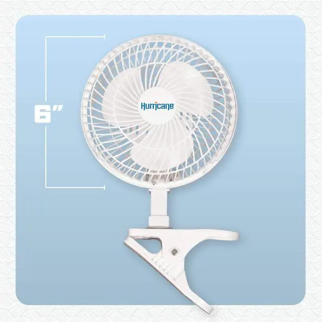 Alt view image 2 of 7 - Hurricane Classic Clip Fan with Tilt, 2 Speeds, White, 6in