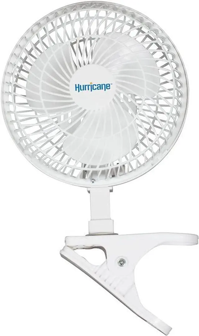 Main image of Hurricane Classic Clip Fan with Tilt, 2 Speeds, White, 6in