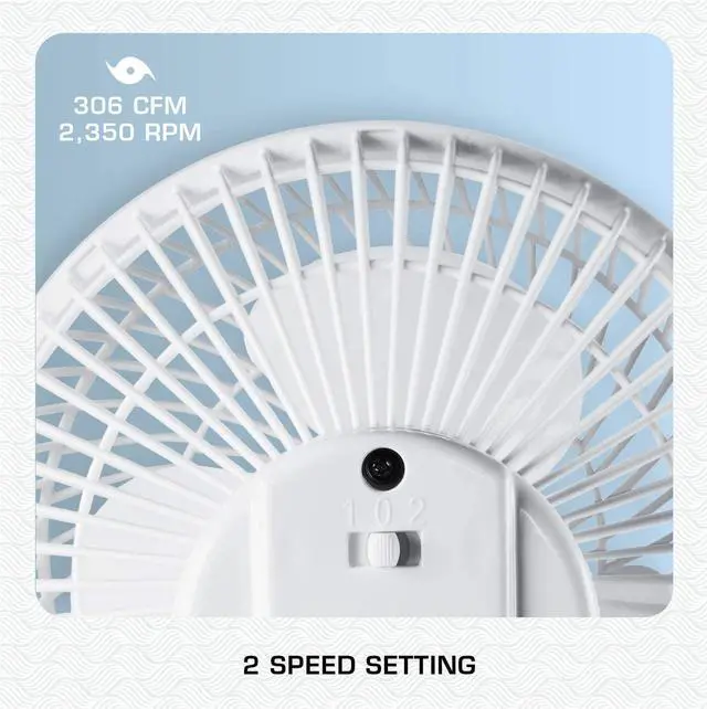 Alt view image 4 of 7 - Hurricane Classic Clip Fan with Tilt, 2 Speeds, White, 6in