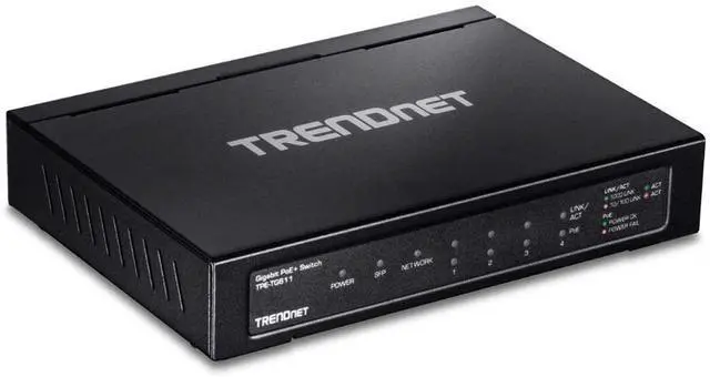 Alt view image 13 of 20 - TRENDnet 6-port Gigabit Poe+ Switch, TPE-TG611, 4 X Gigabit Poe+ Ports, 1 X Gigabit Port, 1 X SFP Slot, Supports 100/1000Base-FX Fiber SFP Modules, Ethernet Desktop Network Switch