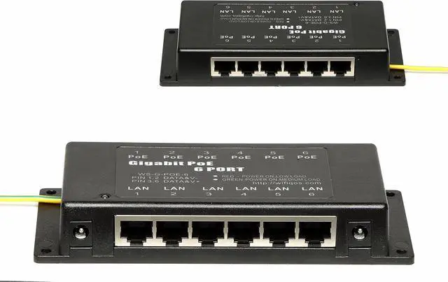 Alt view image 3 of 6 - PoE Texas GPOE-6AB-48v60w | Gigabit 6 Port Passive Power Over Ethernet Injector for 802.3af Devices | with 48 Volt 60 Watt Power Supply