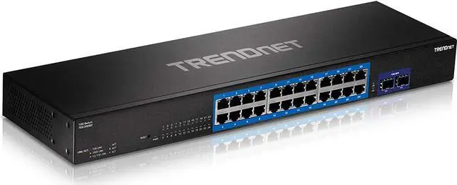 Main image of TRENDnet 24-Port Gigabit Switch with 2 X 10G SFP+ Slots, Fanless Design, 19 1U Rack mountable, TEG-30262,Black, Welcome to consult