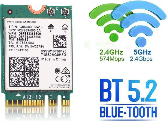 Alt view image 6 of 7 - WiFi 6E AX210NGW WiFi Card, 6G/5.8G/2.4Ghz Tri-Band, Bluetooth5.2, 802.11AX Internal Network Card for PC with MU-MIMO, Ultra-Low Latency, Support Windows10,11 (64bit)