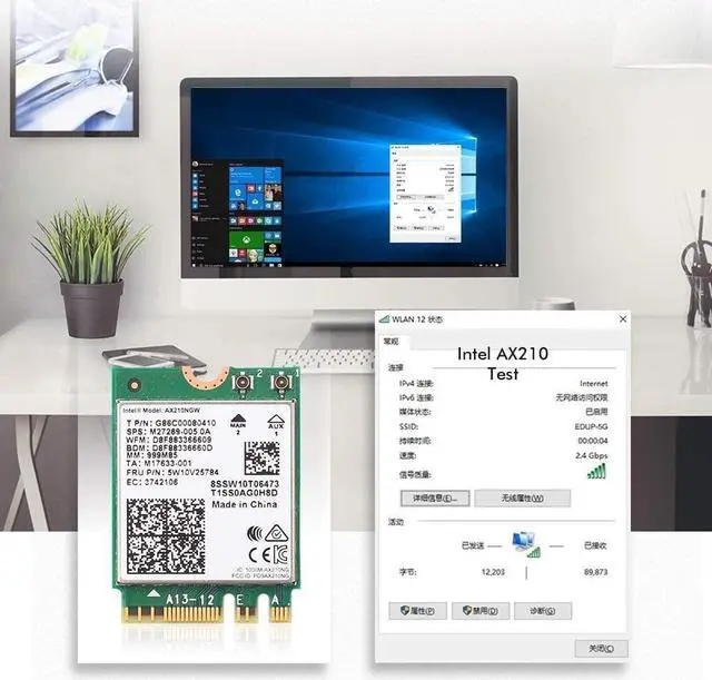 Alt view image 7 of 7 - WiFi 6E AX210NGW WiFi Card, 6G/5.8G/2.4Ghz Tri-Band, Bluetooth5.2, 802.11AX Internal Network Card for PC with MU-MIMO, Ultra-Low Latency, Support Windows10,11 (64bit)