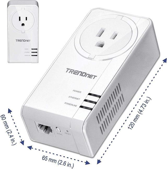 Alt view image 5 of 6 - TRENDnet Powerline 1300 AV2 Adapter with Built-in Outlet Adapter Kit, Includes 2 x TPL-423E Adapters, IEEE 1905.1 & IEEE 1901, Gigabit Port, Range Up to 300m (984 ft), White, TPL-423E2K