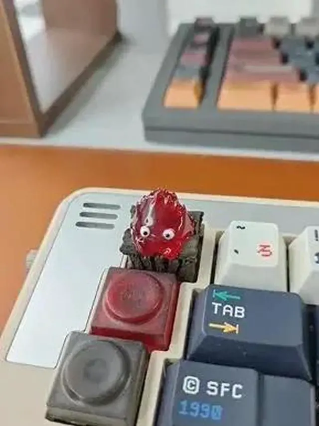 Alt view image 2 of 6 - Calcifer Mechanical Keyboard Keycaps Customized Kawaii Keycap Original Design Cartoon Keycap For Keyboard Accessory Gamer Office