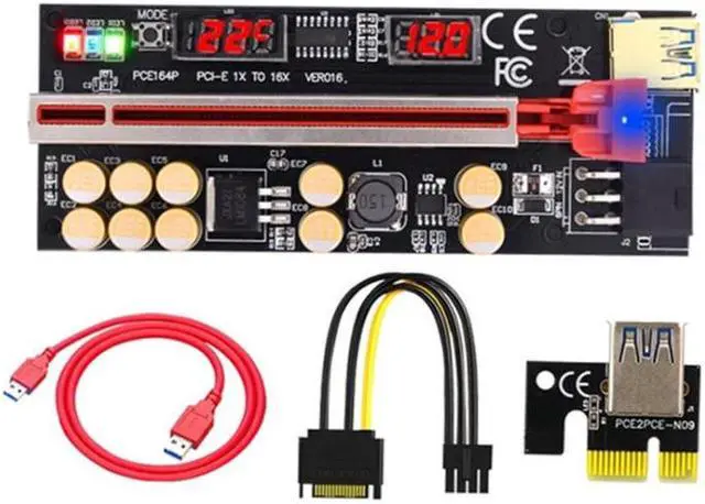 Alt view image 3 of 5 - New PCI-E1X to 16X video card extension cable VER016 PCI-E1X to 16X video card adapter card