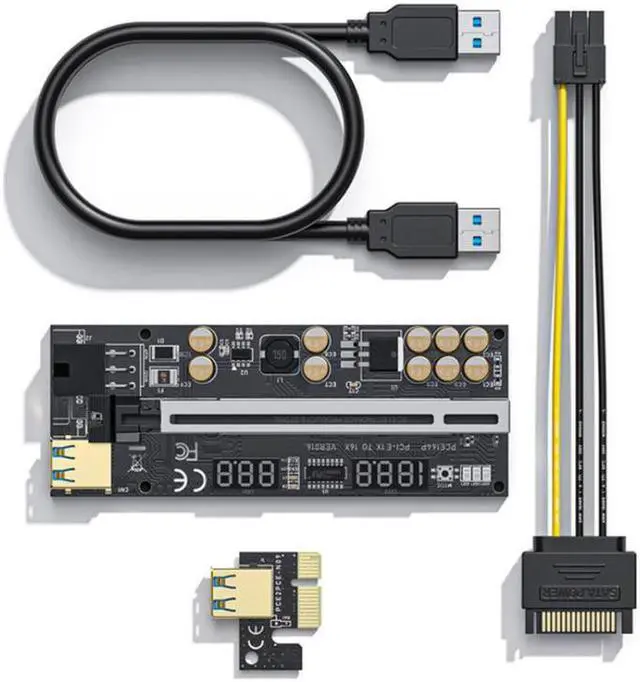 Alt view image 2 of 5 - New PCI-E1X to 16X video card extension cable VER016 PCI-E1X to 16X video card adapter card