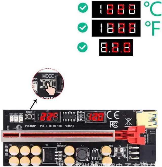 Alt view image 5 of 5 - New PCI-E1X to 16X video card extension cable VER016 PCI-E1X to 16X video card adapter card