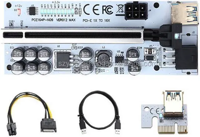 Alt view image 2 of 5 - New graphics card extension cable USB3.0 high-speed graphics card PCI-E adapter card 1X to 16X VER012