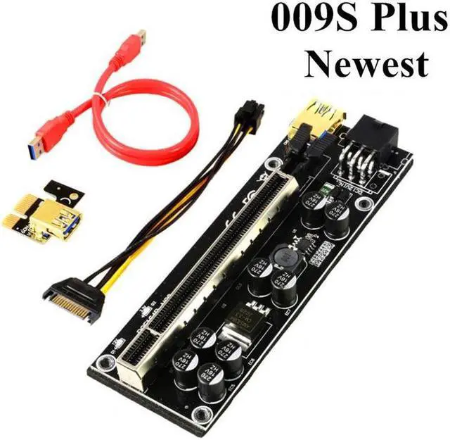 Alt view image 3 of 5 - Newly upgraded VER009S PLUS graphics card Extension Cable pcie Adapter Card 8 Capacitor with light Gold plated 1X16X
