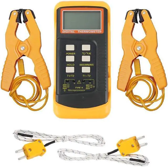 Main image of Temperature clamp dual-channel temperature meter Contact industrial thermometer 6802II dual-channel K-thermocouple temperature measurement
