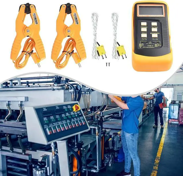 Alt view image 3 of 5 - Temperature clamp dual-channel temperature meter Contact industrial thermometer 6802II dual-channel K-thermocouple temperature measurement