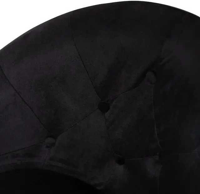 Alt view image 2 of 2 - Impressions Vanity Antoinette Round Tufted Vanity Chair with 360 Degree Swivel, Modern Velvet Makeup Seat with Adjustable Height and Stainless Steel Flat Base (Black Velvet)