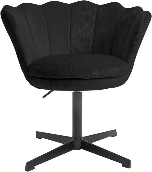 Alt view image 2 of 2 - Impressions Vanity Chair with Seashell Design Backrest, Melissa 360 degree Swivel Cute Desk Chair, Adjustable Height Cushioned Seat Makeup Chair for Bedroom, Living Room ( Black Velvet)